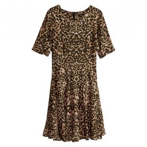 H&M Leopard Print Short Sleeve Swing Dress